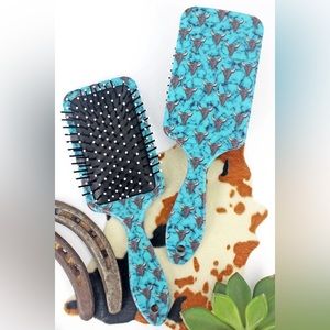 Turquoise & Steer Paddle Hair brush